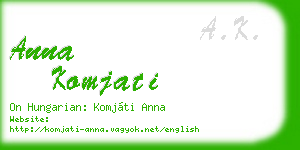 anna komjati business card